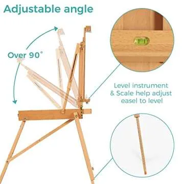 VISWIN French Easel, Hold Canvas up to 34", Beech Wood Adjustable Foldable Studio & Field Sketchbox Easel with Drawer, Palette, Level Instrument & Scale Leg, Portable Tabletop & Floor Painting Easel