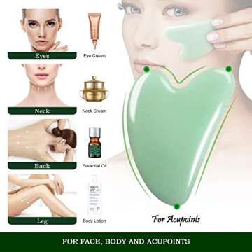 Flagest Gua Sha Facial Tool - Jade Stone Massager for Spa Acupuncture Therapy - Heart Shape Guasha for Face