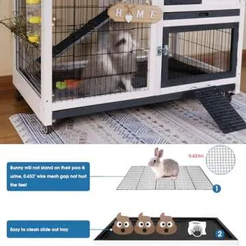 FunXplore Rabbit Hutch: Mobile Cage with Urine Guards and Trays
