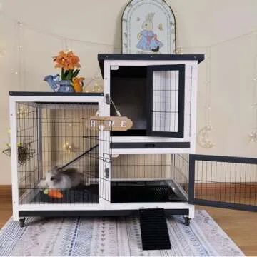 FunXplore Rabbit Hutch: Mobile Cage with Urine Guards and Trays