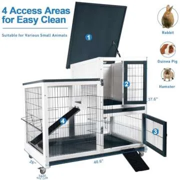 FunXplore Rabbit Hutch: Mobile Cage with Urine Guards and Trays