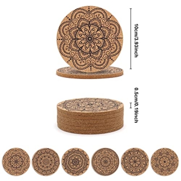 STARUBY Absorbent Cork Coasters with Floral Patterns