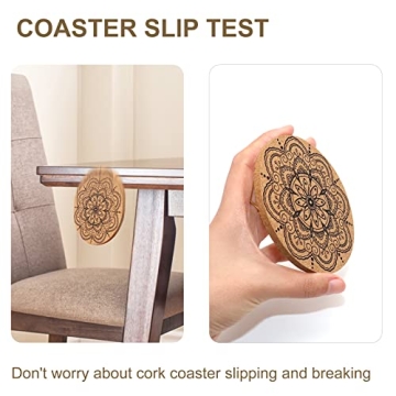 STARUBY Absorbent Cork Coasters with Floral Patterns