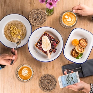 STARUBY Absorbent Cork Coasters with Floral Patterns