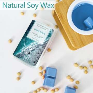 SCENTORINI Wax Melts Wax Cubes, Soy Wax Cubes for Wax Warmer, Ocean Breeze, Fresh Linen, Bohemia Forest, Winds in Summer, 4 x 2.5 oz