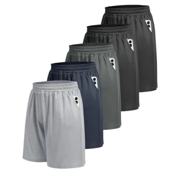 5 Pack Athletic Gym Men's Shorts - Quick Dry Basketball & Casual Activewear