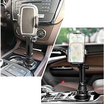 TECOTEC Upgraded Car Cup Holder Phone Mount & Air Vent Phone Holder, Universal Adjustable Long Arm C...