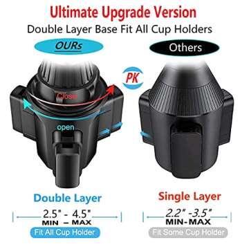 TECOTEC Upgraded Car Cup Holder Phone Mount & Air Vent Phone Holder, Universal Adjustable Long Arm Car Cup Holder Fits All Cellphones/iPhone 13 Pro Max / S22 Ultra-Plus. etc