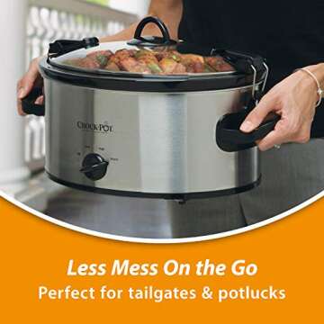 Crock-Pot Cook and Carry 6 Quart Manual Portable Slow Cooker and Food Warmer, Stainless (SCCPVL600-S)