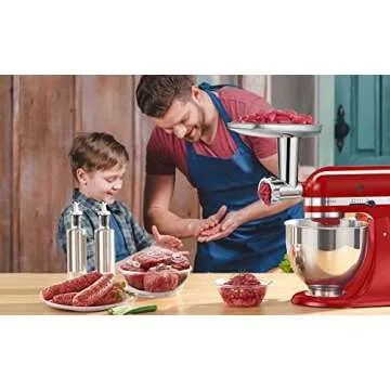 Stainless Steel Meat Grinder Attachment for KitchenAid Stand Mixer,Meat Grinder for KitchenAid Includes Sausage Stuffing Set and Meat Grinding Set Meat Grinder Accessories by Gvode