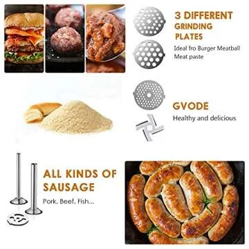 Stainless Steel Meat Grinder Attachment for KitchenAid Stand Mixer,Meat Grinder for KitchenAid Includes Sausage Stuffing Set and Meat Grinding Set Meat Grinder Accessories by Gvode