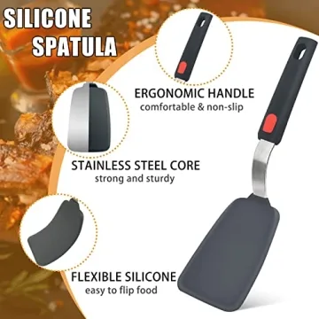 Silicone Spatula Set - 600°F Heat Resistant, 3-Piece