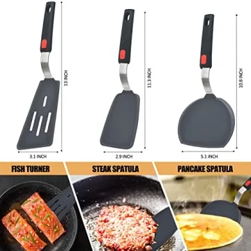 Silicone Spatula Set - 600°F Heat Resistant, 3-Piece