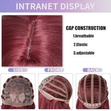 MUPUL Red Wine Short Bob Hair Wigs for Women With Bangs 12inch Straight Synthetic Cosplay Party Wig For Girls Daily Use Colorful Hair Wigs