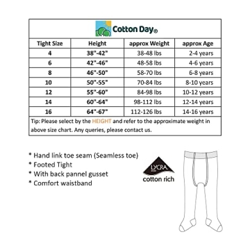 Stylish 2 Pack Kids Cotton Tights for Girls 8-10 Years