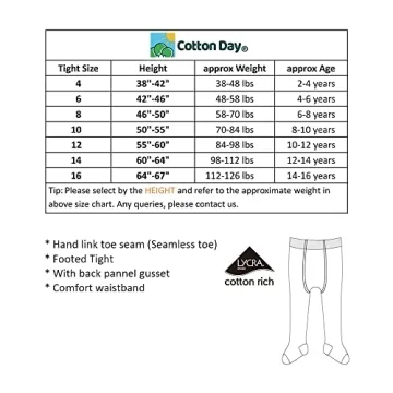 Stylish 2 Pack Kids Cotton Tights for Girls 8-10 Years