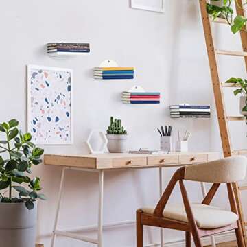 SEHERTIWY Floating Bookshelves for Wall, 4 Pack Steel Constructed Invisible Bookshelves Wall Mounted, Small Bookshelf for Small Spaces, Book Shelf Organizer, Bedroom Bookshelves (White)