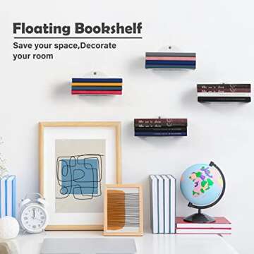 SEHERTIWY Floating Bookshelves for Wall, 4 Pack Steel Constructed Invisible Bookshelves Wall Mounted, Small Bookshelf for Small Spaces, Book Shelf Organizer, Bedroom Bookshelves (White)
