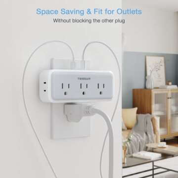 Multi Plug Outlet Extender with USB C Charging Ports