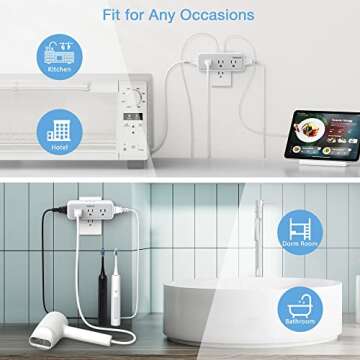 Multi Plug Outlet Extender with USB C Charging Ports