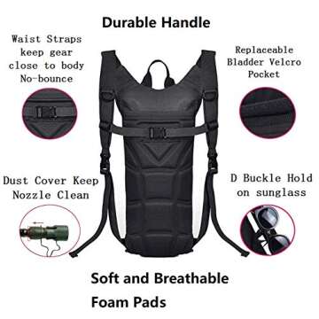 ATBP Tactical Hydration Pack 3L Water Bladder Backpack Lightweight Water Storage Reservoir Bag Daypack for Running Hiking Cycling Biking