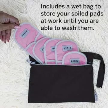 Pixie Cotton Cloth Pads - 100% Organic Reusable Cotton -Ranked 1 for Softest Menstrual Pads - Machine Washable & Includes Free Wet Bag - Menstrual Liner Pads - Sanitary Napkins (Overnight)