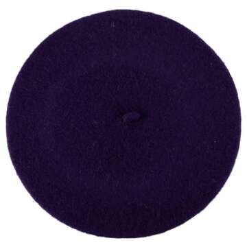 Hat To Socks Wool Blend French Beret for Men and Women in Plain Colours (Purple)