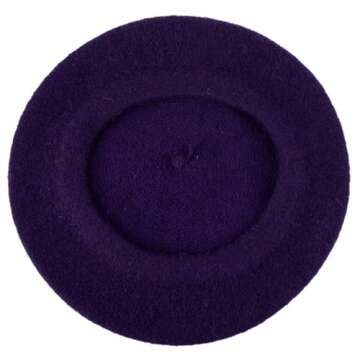 Hat To Socks Wool Blend French Beret for Men and Women in Plain Colours (Purple)