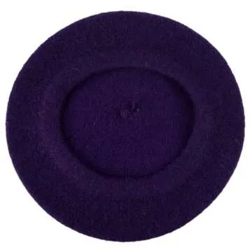 Hat To Socks Wool Blend French Beret for Men and Women in Plain Colours (Purple)