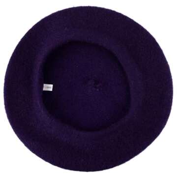Hat To Socks Wool Blend French Beret for Men and Women in Plain Colours (Purple)