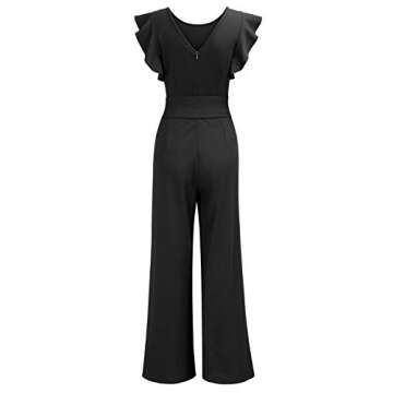 Knitee Women's Vintage High Waist Ruffled Wide Leg Romper