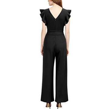 Knitee Women's Vintage High Waist Ruffled Wide Leg Romper