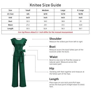 Knitee Women's Vintage High Waist Ruffled Wide Leg Romper