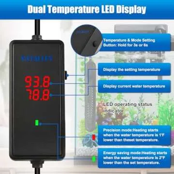 Submersible Fish Tank Heater for Aquarium: 200W/300W/500W Aquarium Heaters with Dual Temperature Dig...