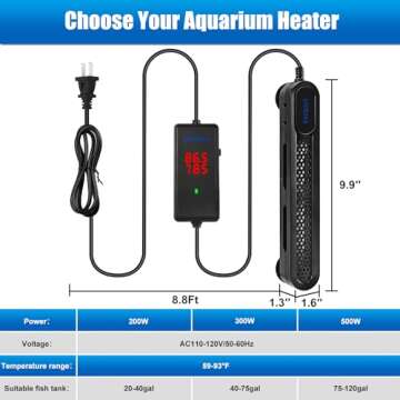 Submersible Fish Tank Heater 200W with Digital Control