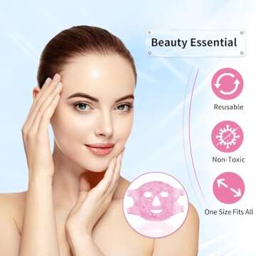 CONBELLA Cold Face Eye Masks Ice Face Mask Hot Cold Compress for Dark Circles, Puffiness, Migraines, Headache, Stress, Redness, Cooling Face Masks for Women Man, Skin Care