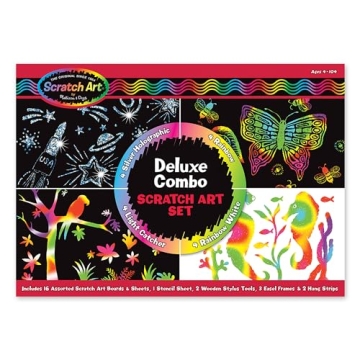 Melissa & Doug Scratch Art Set - 16 Boards, 2 Tools, 3 Frames