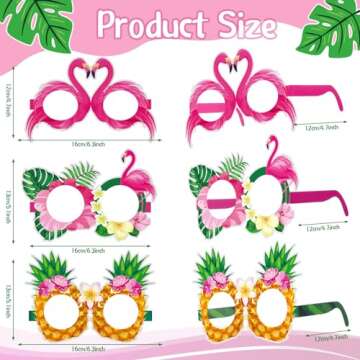 Harloon 36 Pcs Flamingo Party Glasses - Summer Luau Photo Booth Props