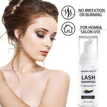 Eyelash Extension Cleanser 50 ml + Brushes + Rinse Bottle Eyelid Foaming Cleanser, Lash Foam Shampoo...