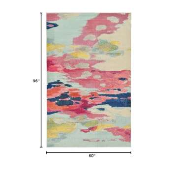 Unique Loom Estrella Collection Light Colors, Abstract, Modern, Vibrant Area Rug, 5 ft x 8 ft, Pink/...