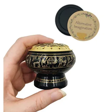 Black Brass Incense Burner for Home Decor and Meditation