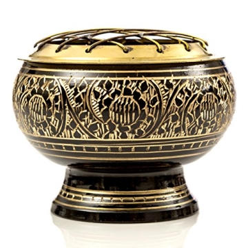 Black Brass Incense Burner for Home Decor and Meditation