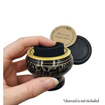 Black Brass Incense Burner for Home Decor and Meditation