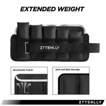 ZTTENLLY Adjustable Ankle Weights 1-5/15/18/20LBS Pair with Carry Bag - Breathable Fabrics, Reflective Trim - Strength Training Leg Wrist Arm Ankle Walking Weights Sets for Women Men Kids