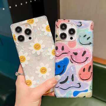 Kwhapoo Cute Colorful Smiles iPhone 15 Pro Max Case - Soft Silicone Protective Cover