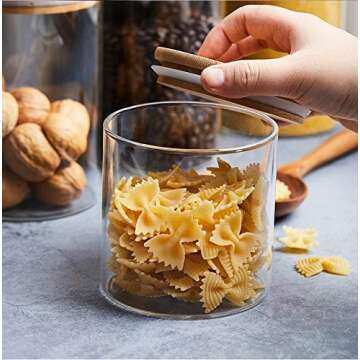 casato 4Oz Spice Jars, 14 Pack Glass Food Storage Jars Containers with Airtight Bamboo Lids, High Borosilicate Glass Kitchen Canisters For Spice and More (Round) (4 OZ)