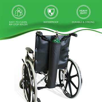 NYOrtho Oxygen Tank Holder for Wheelchair - D & E Cylinder Transport Bag Adjustable Straps Easy to C...