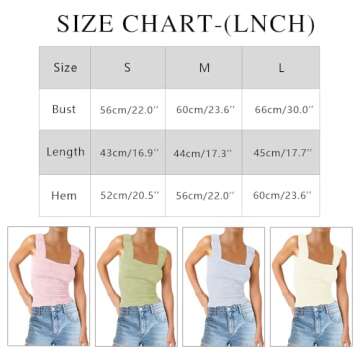 SAFRISIOR Women's Square Neck Crop Tank Top Wide Straps Flower Fringe Lettuce Edge Hem Cami Sleeveless, White, Small