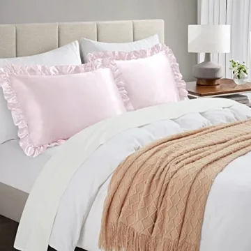 HommJF Silky Satin Ruffled Pillowcases for Skin and Hair Care