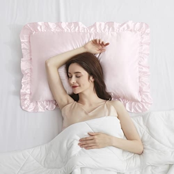 HommJF Silky Satin Ruffled Pillowcases for Skin and Hair Care